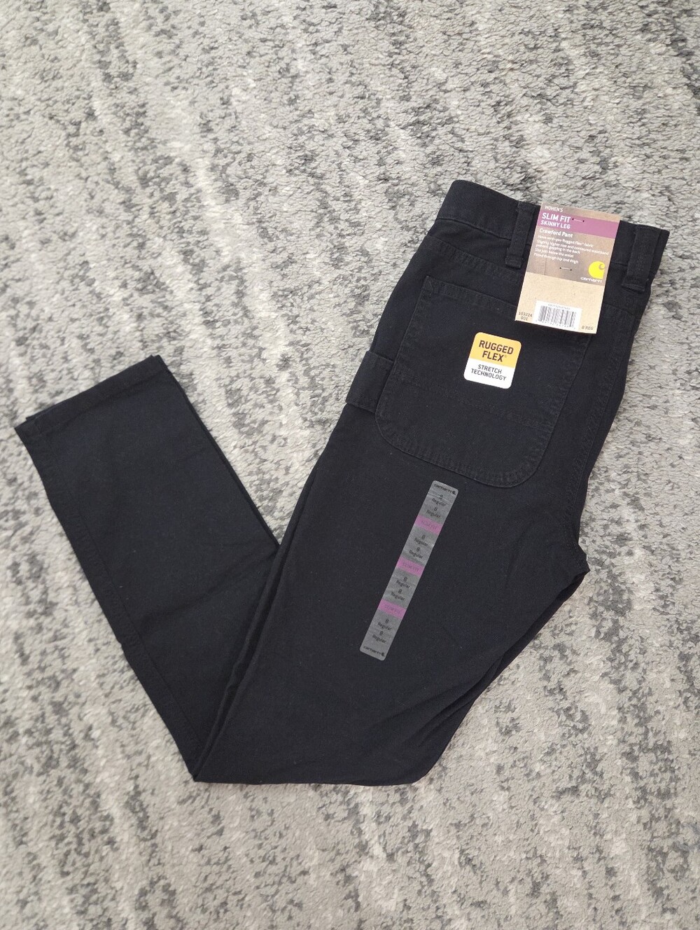 NWT Carhartt Rugged Flex Crawford Slim Fit Skinny Leg Pants Black Women's 8 Reg - Picture 4 of 13